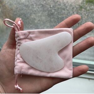 Pink Gua Sha Facial Tool with Pouch